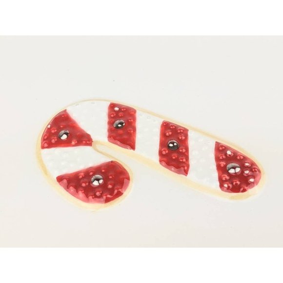 Santa Cookie Plate Red White Candy Cane | Square White Plate Hallmark Holiday - Picture 4 of 9